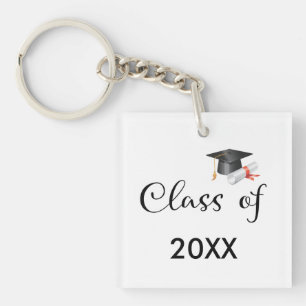 Class of Your Year Graduation Cap gepersonaliseerd Sleutelhanger