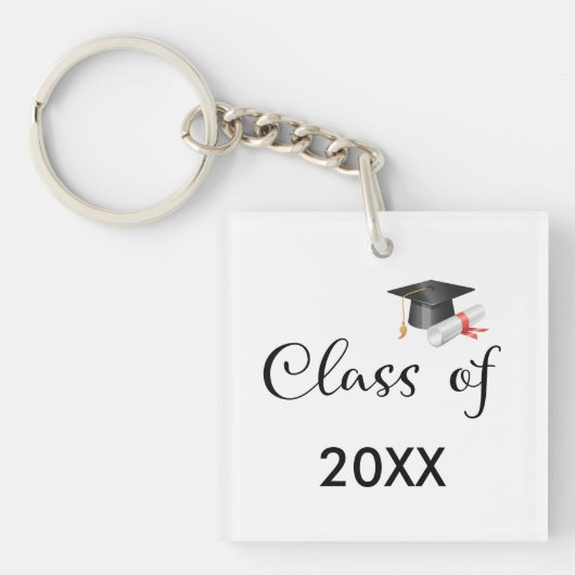 Class of Your Year Graduation Cap gepersonaliseerd Sleutelhanger (Voorkant)