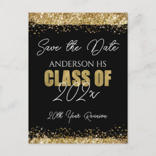 Class Reunion Black en Gold Save the Date Briefkaart