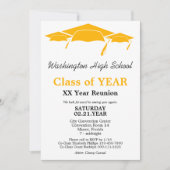 Class Reunion Oranje Graduation Caps Invitation Kaart (Voorkant)