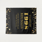 Class Reunion Photo Booth Black Gold Backdrop Wandkleed (Voorkant (horizontaal))