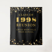 Class Reunion Photo Booth Black Gold Backdrop Wandkleed (Voorkant)