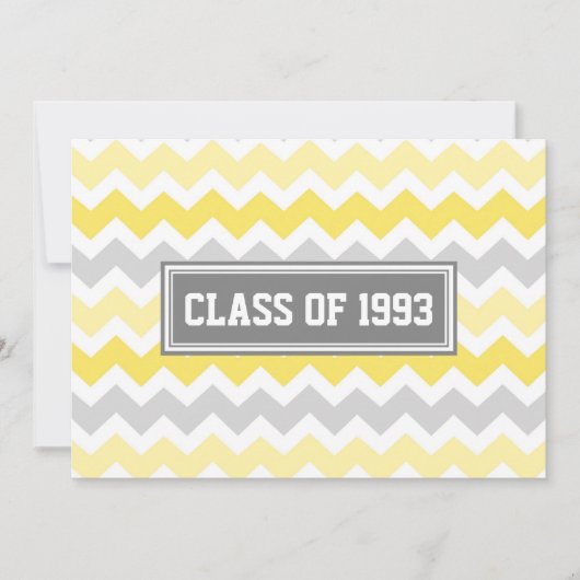 Class Reunion Uitnodigingen Grijs Geel Chevron (Voorkant)