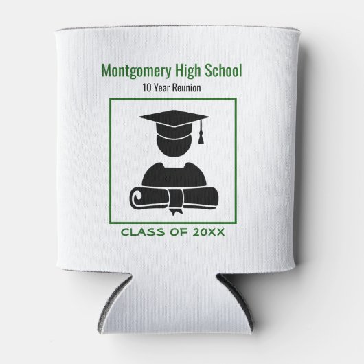 Class Reunion Zwart Groen Aangepast Memento Blikjeskoeler (Voorkant)