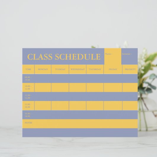 Class Schedule Academic Planner Stationery (Staand voorkant)