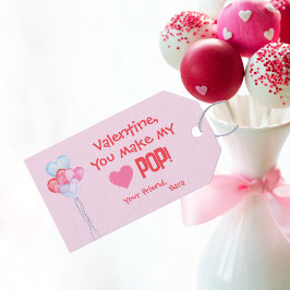 Class Valentijns: "You Make My Heart Pop!" Cadeaulabel