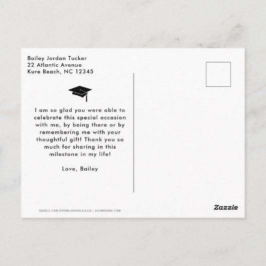 Class Year Black White Photo Afstuderen Hartelijk  Briefkaart (Achterkant)