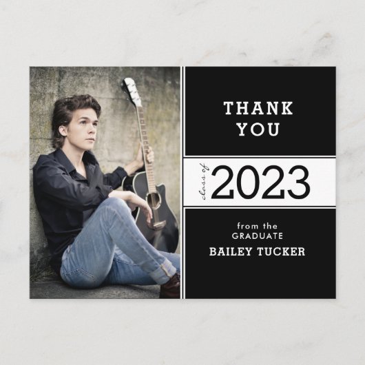 Class Year Black White Photo Afstuderen Hartelijk  Briefkaart (Voorkant)