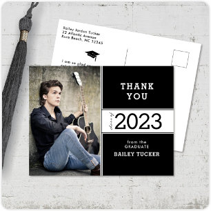 Class Year Black White Photo Afstuderen Hartelijk Briefkaart