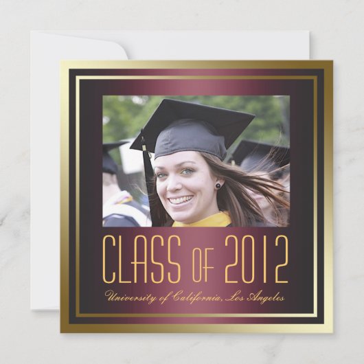 Classe 2012, Invitation de diplômes Red and Gold (Devant)