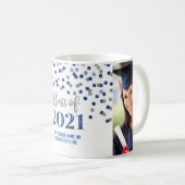 Classe Argent Bleu de 2021 Photo Graduation Mug (Devant droit)