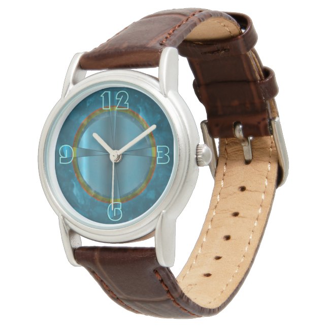 Classé avec visage Turquoise couleur montre femme (Incliné)