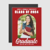 Classe blanche rouge de 2025 Magnet de graduation  (Devant / Derrière)