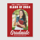 Classe blanche rouge de 2025 Magnet de graduation  (Devant)