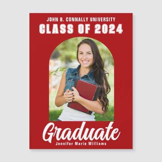 Classe blanche rouge de 2025 Magnet de graduation  (Devant)