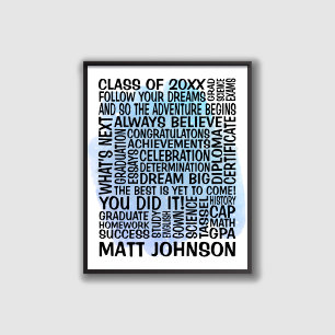 Classe Bleue de 20xx Poster de Graduation pour lui