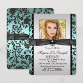 Classe Bleue turquoise de 2015 Faire-part de gradu (Devant / Derrière)