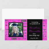 Classe de 2011 Seniors Hot Pink Grad Faire-part (Devant / Derrière)