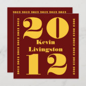 Classe de 2012 Carré Red Gold Invitation (Devant / Derrière)