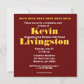 Classe de 2012 Carré Red Gold Invitation (Dos)