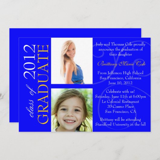 Classe de 2012 Faire-part de deuxième cycle (Devant / Derrière)