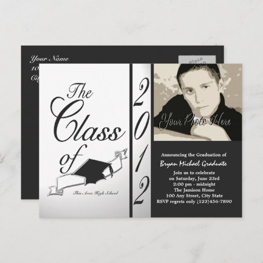 Classe de 2012 Photo invitation Black (Devant / Derrière)