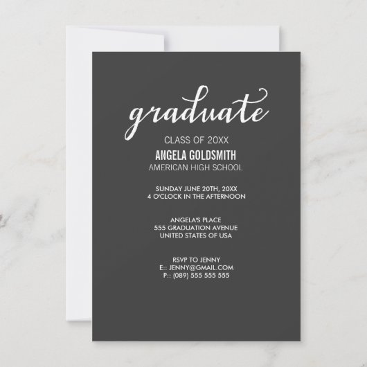 CLASSE DE 2014 INVITATION PHOTO DE DIPLÔME (Dos)