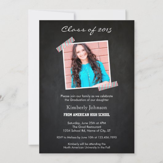 Classe de 2015 Chalkboard Graduation Invitation (Devant)