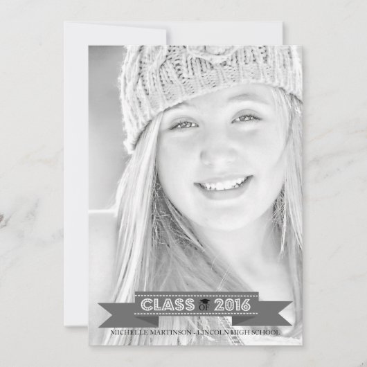 Classe De 2016 Graduation Photo Faire-part (Grey) (Devant)