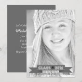 Classe De 2016 Graduation Photo Faire-part (Grey) (Devant / Derrière)
