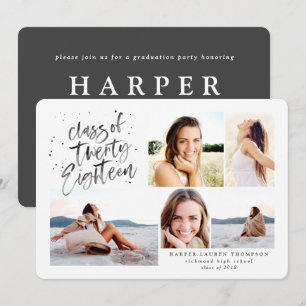 classe de 2018 diplômé multi photo invitation