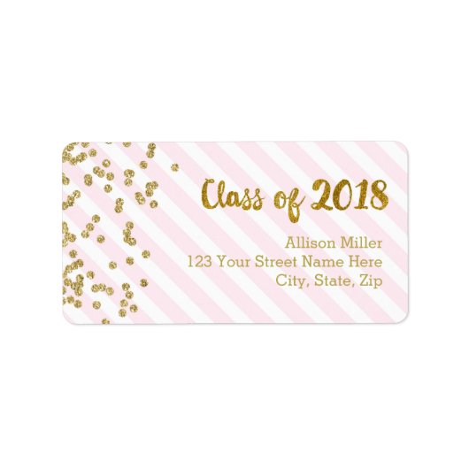 Classe de 2018 Étiquette de adresse Gold Pink (Devant)
