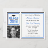 Classe De 2018 Photo Graduation Invitation (Bleu) (Devant)
