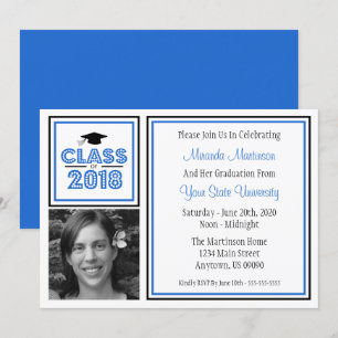 Classe De 2018 Photo Graduation Invitation (Bleu)