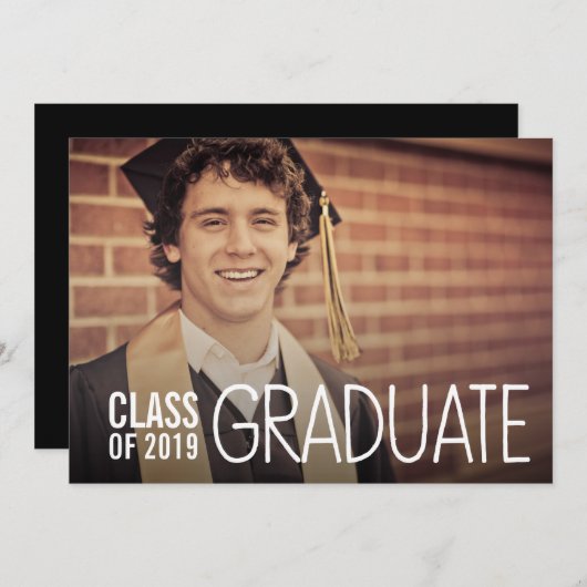 CLASSE DE 2019 HOMMES DIPLÔMÉ INVITATION PHOTO (Devant / Derrière)