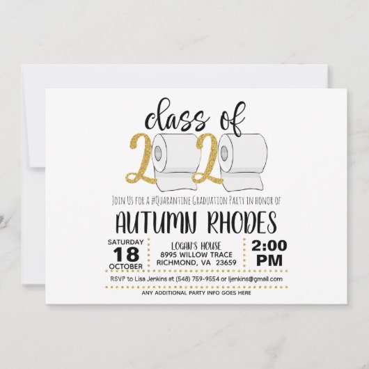 Classe de 2020 Graduation Invitation - Funny TP GG (Devant)