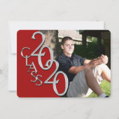 Classe de 2020 Red Photo Graduation Invitation (Devant)