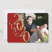 Classe de 2020 Red Photo Graduation Invitation (Devant)