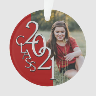 Classe de 2021 Rouge et argent avec photo