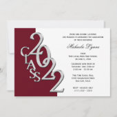 Classe de 2022 Grad Silver and Burgundy Invitation (Devant)