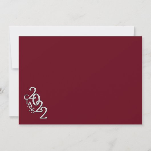 Classe de 2022 Grad Silver and Burgundy Invitation (Dos)