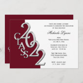 Classe de 2022 Grad Silver and Burgundy Invitation (Devant / Derrière)