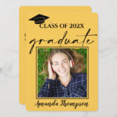 Classe De 2023 Faire-part Diplômé En Photo Jaune (Devant / Derrière)