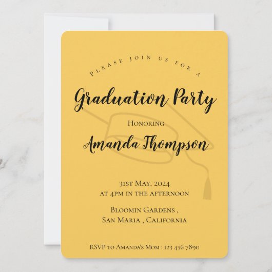 Classe De 2023 Faire-part Diplômé En Photo Jaune (Dos)