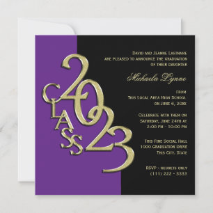 Classe de 2023 Grad Purple and Gold Invitation