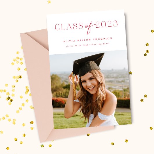 Classe de 2023 Photo Graduation Invitation Rouge