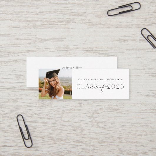Classe de 2023 Photo Graduation Nom Cartes Noir (Devant/Arrière en situation)
