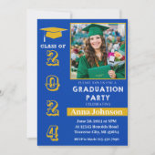 Classe de 2024 Bleu Jaune Invitation de graduation (Devant)