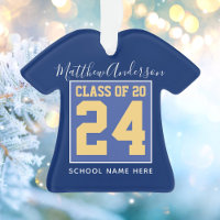 Classe de 2024 Elégant Royal Blue & Gold Graduatio