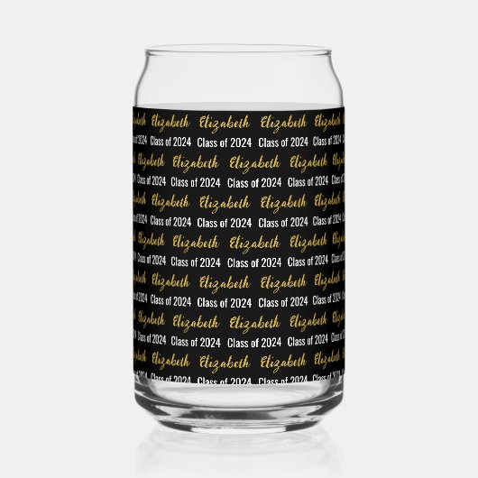 Classe de 2024 et nom du diplômé Black White Gold (Recto)